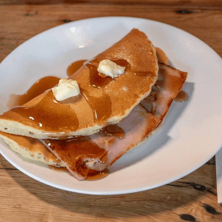 Breakfast tacos and a stacked ham sandwich at Texas Honey Ham Company