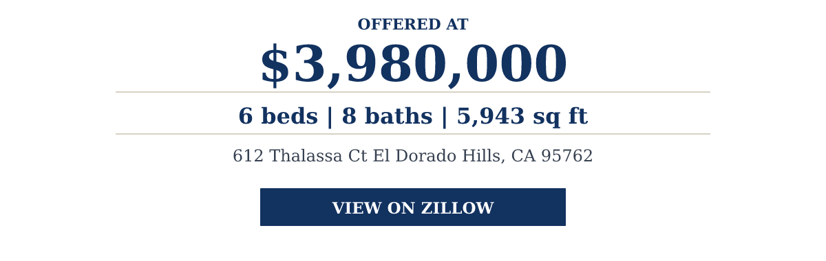 612 Thalassa Ct El Dorado Hills, CA 95762 - $3,980,000