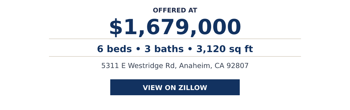 5311 E Westridge Rd, Anaheim, CA 92807 - 6 beds • 3 baths • 3,120 sq ft